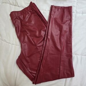 Maroon Faux Leather Skinny Leggings Size 3X
